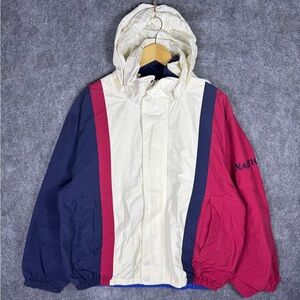 Vtg Nautica Reversible Full Zip Jacket Coat Mens Size Large Tri Color / Navy